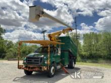 Altec LR7-58, Over-Center Bucket Truck mounted behind cab on 2015 Ford F750 Chipper Dump Truck Runs,