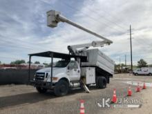 Altec LR756, Bucket Truck mounted behind cab on 2013 Ford F750 Chipper Dump Truck Runs, Moves, Upper