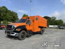 2012 Ford F750 Chipper Dump Truck Runs, Moves & Operates) (Minor Body Damage, Brake Light Stays On