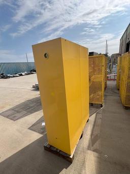 JUSTRITE 3.5;X1.5’X6’ METAL FLAMMABLE LIQUID STORAGE CABINET W/ CONTENTS