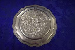 VINTAGE GERMAN PEWTER WALL PLATES!