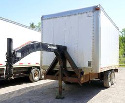 KIEFER HEAVY DUTY TANDEM AXLE GOOSENECK TRAILER 14' FRAME W/ MORGAN ENCLOSED ROLL UP REAR DOOR TRUCK