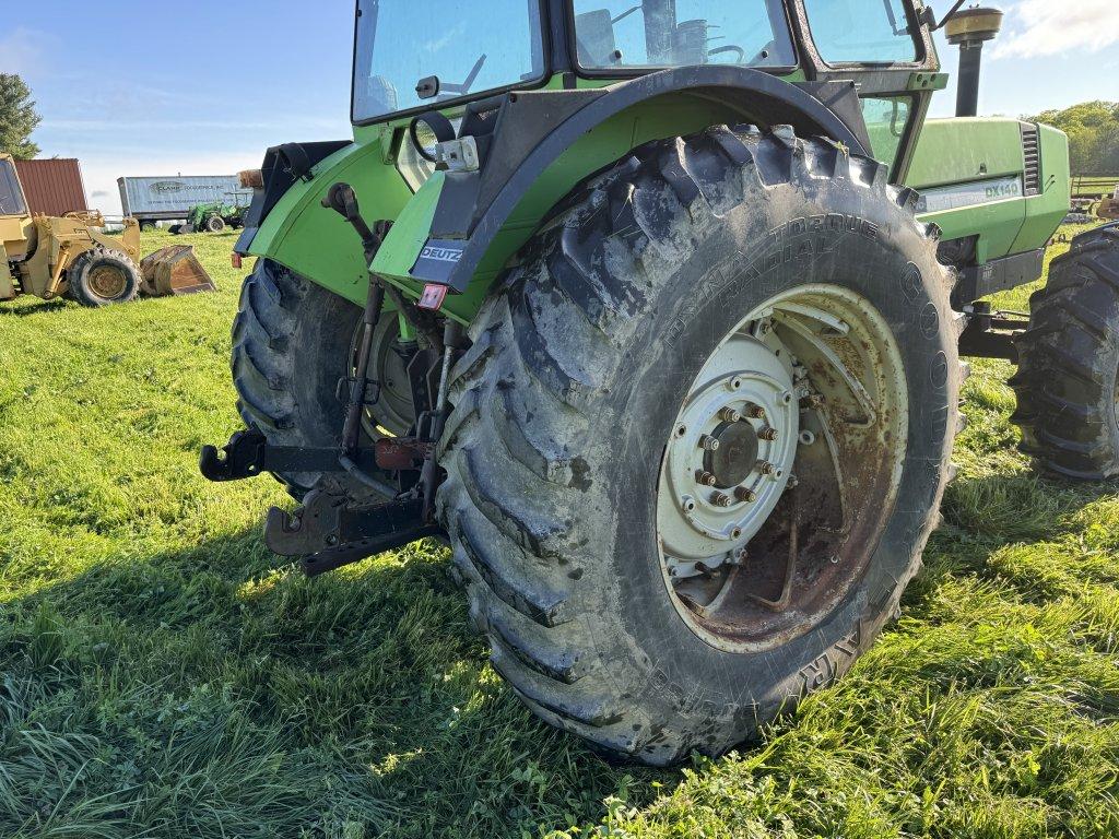 DEUTZ DX140 TRACTOR, 4X4, POWERMATIC, 3PT, PTO, 2-REMOTES, CAB, DEUTZ DIESEL ENGINE, 20.8R38 REAR TI