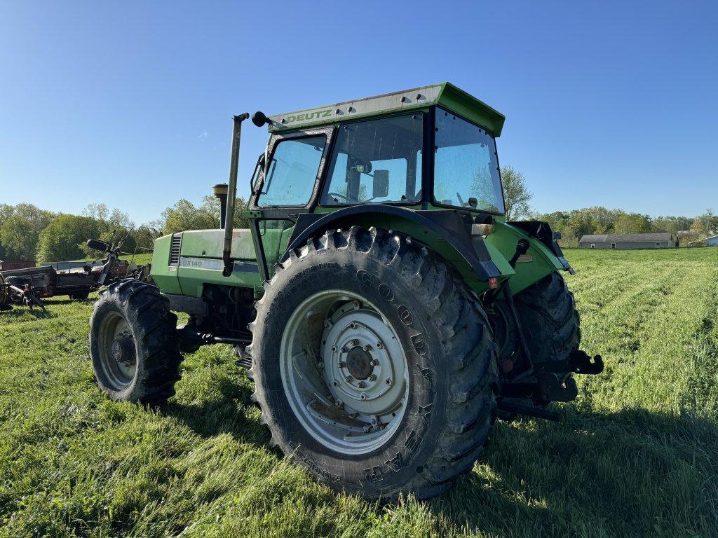 DEUTZ DX140 TRACTOR, 4X4, POWERMATIC, 3PT, PTO, 2-REMOTES, CAB, DEUTZ DIESEL ENGINE, 20.8R38 REAR TI