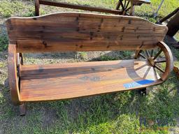 Wooden Wagon Wheel Bench