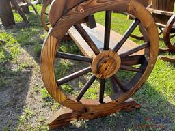 Wooden Wagon Wheel Bench