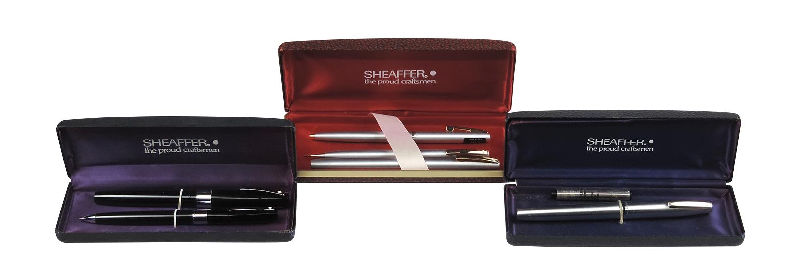 Fountain Pen Sets (3), all Sheaffer White Dot Imperial, single 14k nib, 3-p