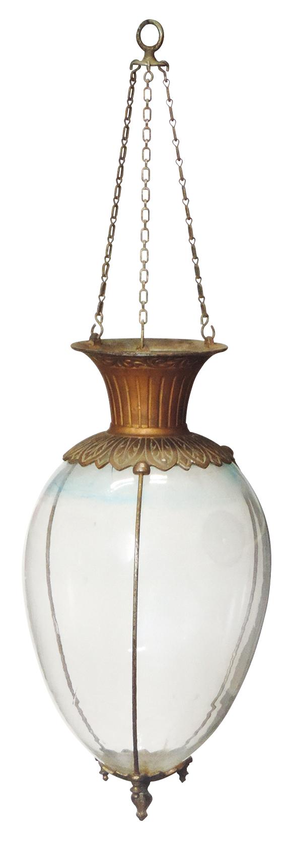 Apothecary Hanging Show Globe, 19th C. blown glass teardrop form w/ornate c