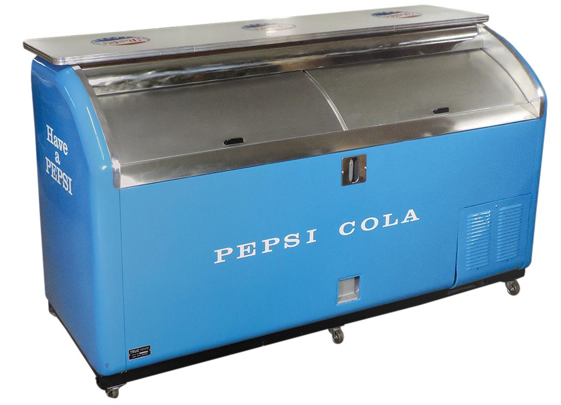 Pepsi-Cola Refrigerated Bar/Counter, pressed steel double-wide, mfgd by Tru