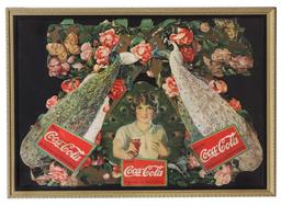 Coca-Cola Festoon, Girl w/Peacocks, "Drink Coca-Cola Delicious & Refreshing