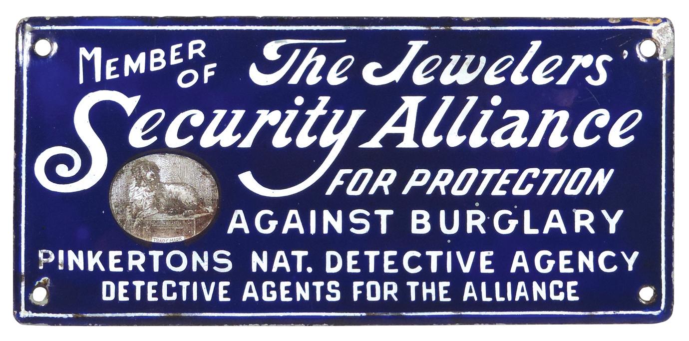 Pinkerton's National Detective Agency Door Plate, Member of The Jewelers' S