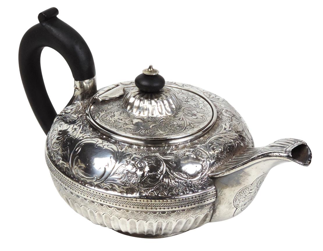 George III English Silver Tea Pot, Alice & George Burrows-London, 1776, all