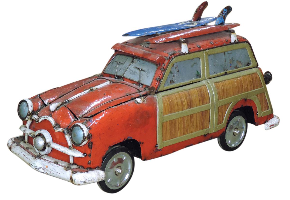 Cooler, hand-made Woody wagon w/surf board rack, made by a Company called "Think Outside",