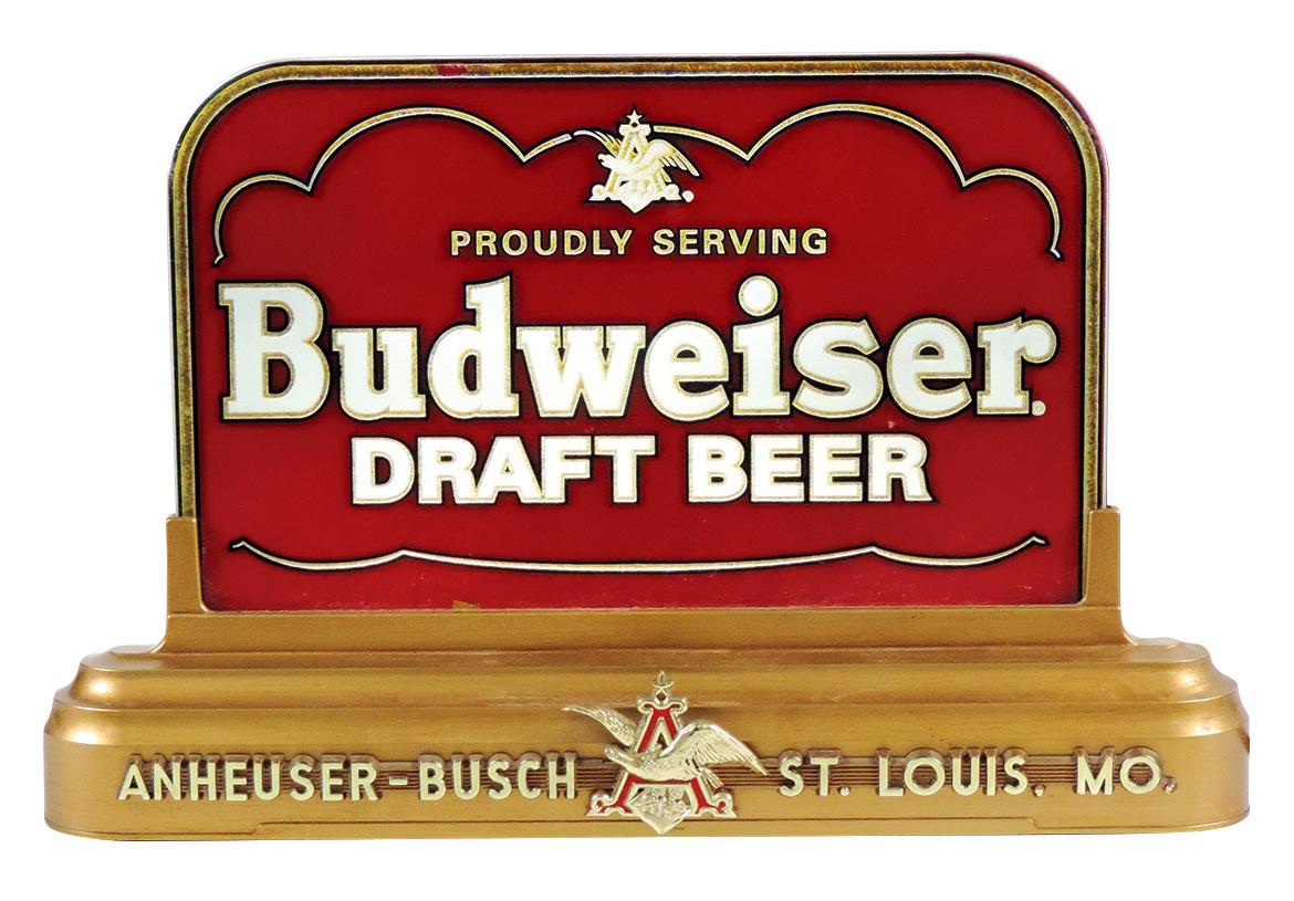 Breweriana Budweiser Lighted Display Clock, retro style plaque for draft be