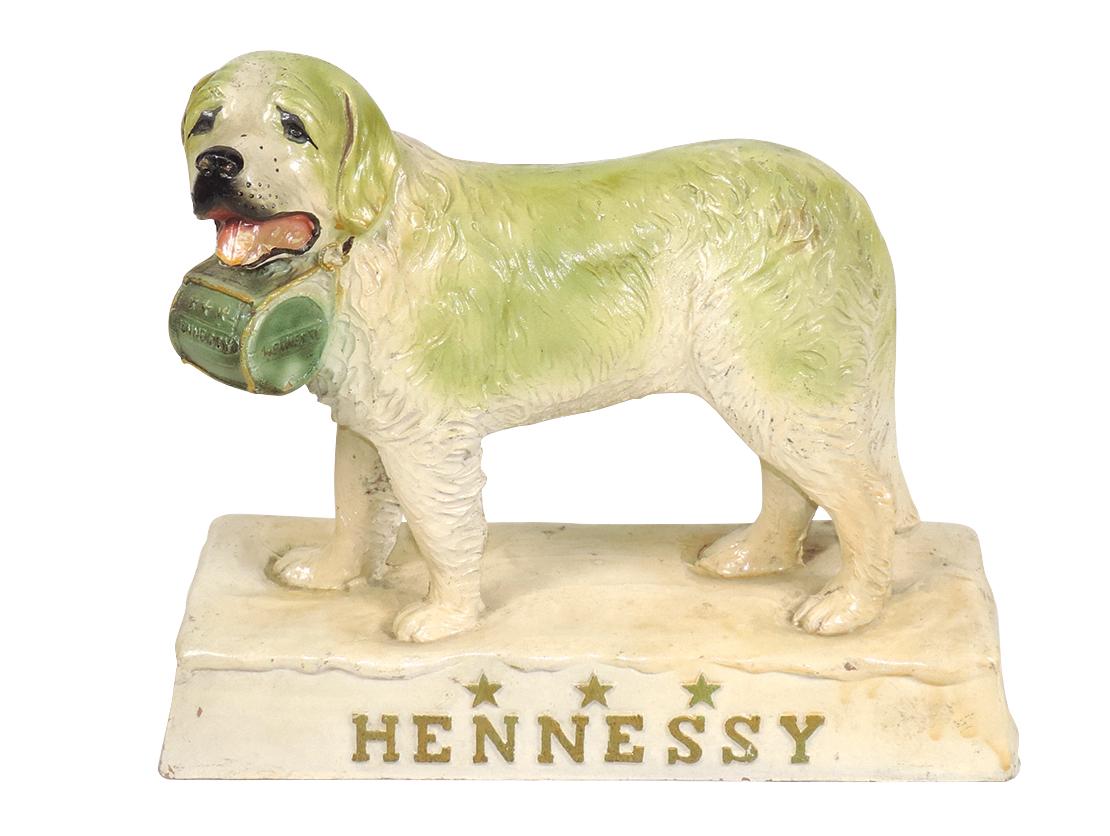 Breweriana Back Bar Figure, Hennessy Cognac Brandy, St. Bernard carrying ke