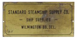 Nautical Steamship Sign, etched brass for Standard Steamship Supply Co.-Wil