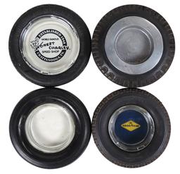 Automobilia Tire Advertising Ashtrays (4), Firestone, Goodyear, Goodrich &