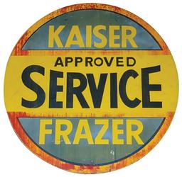 Automobilia Sign, Kaiser Frazer Approved Service, double-sided metal, 3 sma