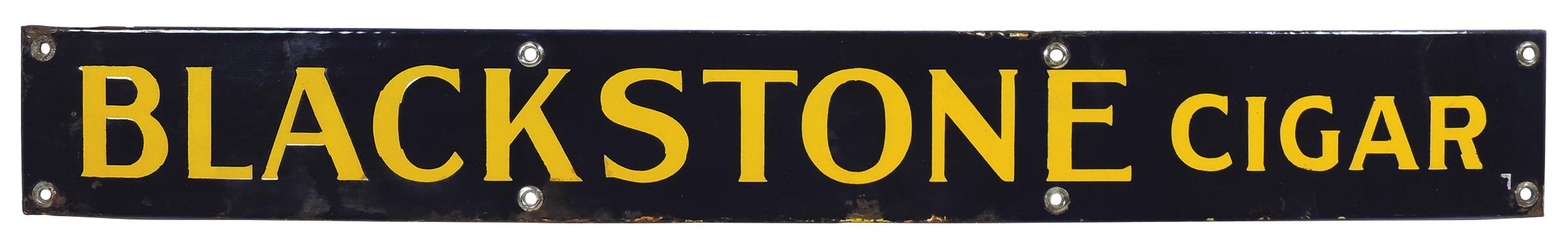 Tobacco Sign, Blackstone Cigar, cobalt blue porcelain w/yellow lettering &