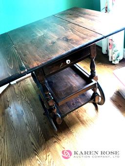 wooden serving cart