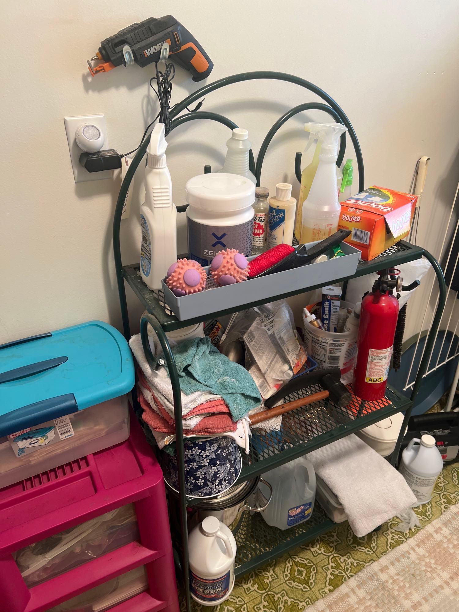 contents of laundry, room shelf and more