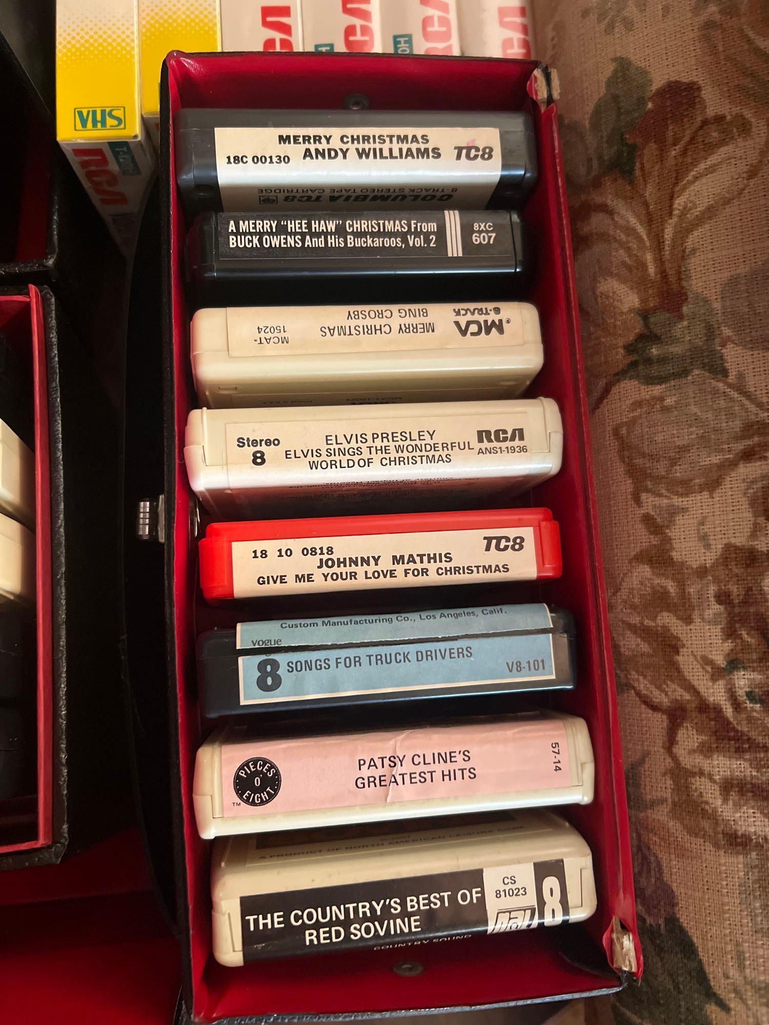 8 Tracks and VHS tapes lot