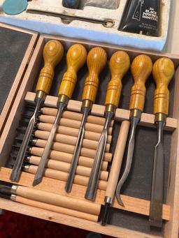 Wood carving tools and outside micrometer