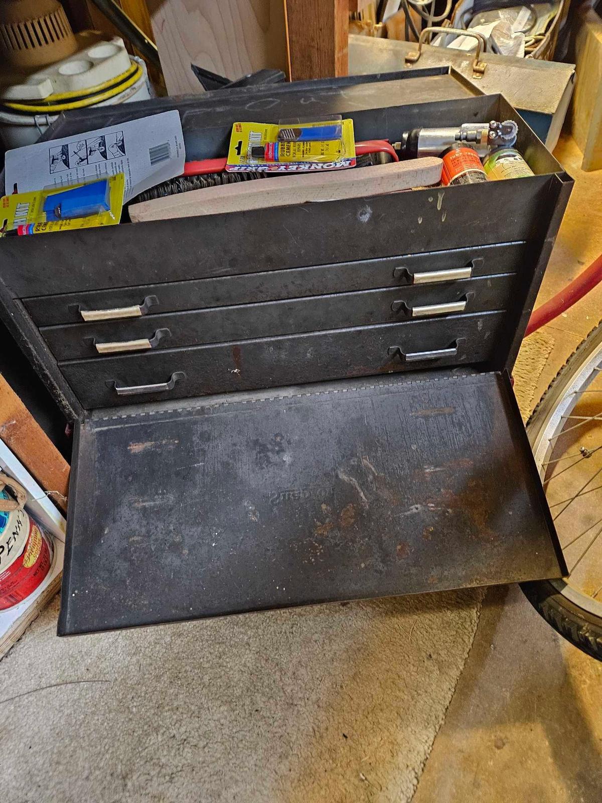 24 inch Toolbox with contents on cart.