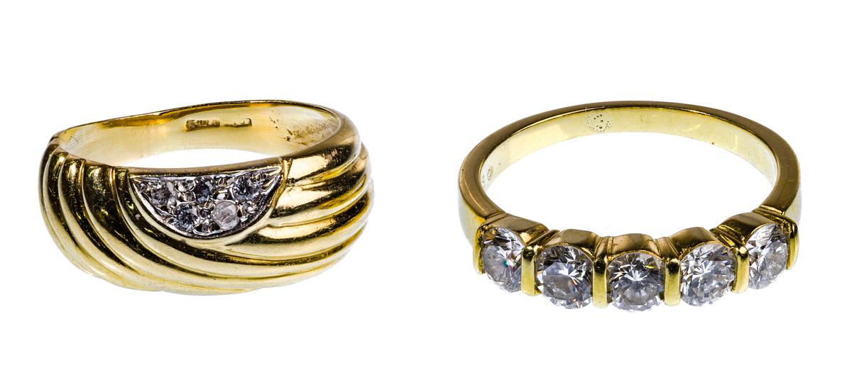 18k Yellow Gold and Diamond Rings