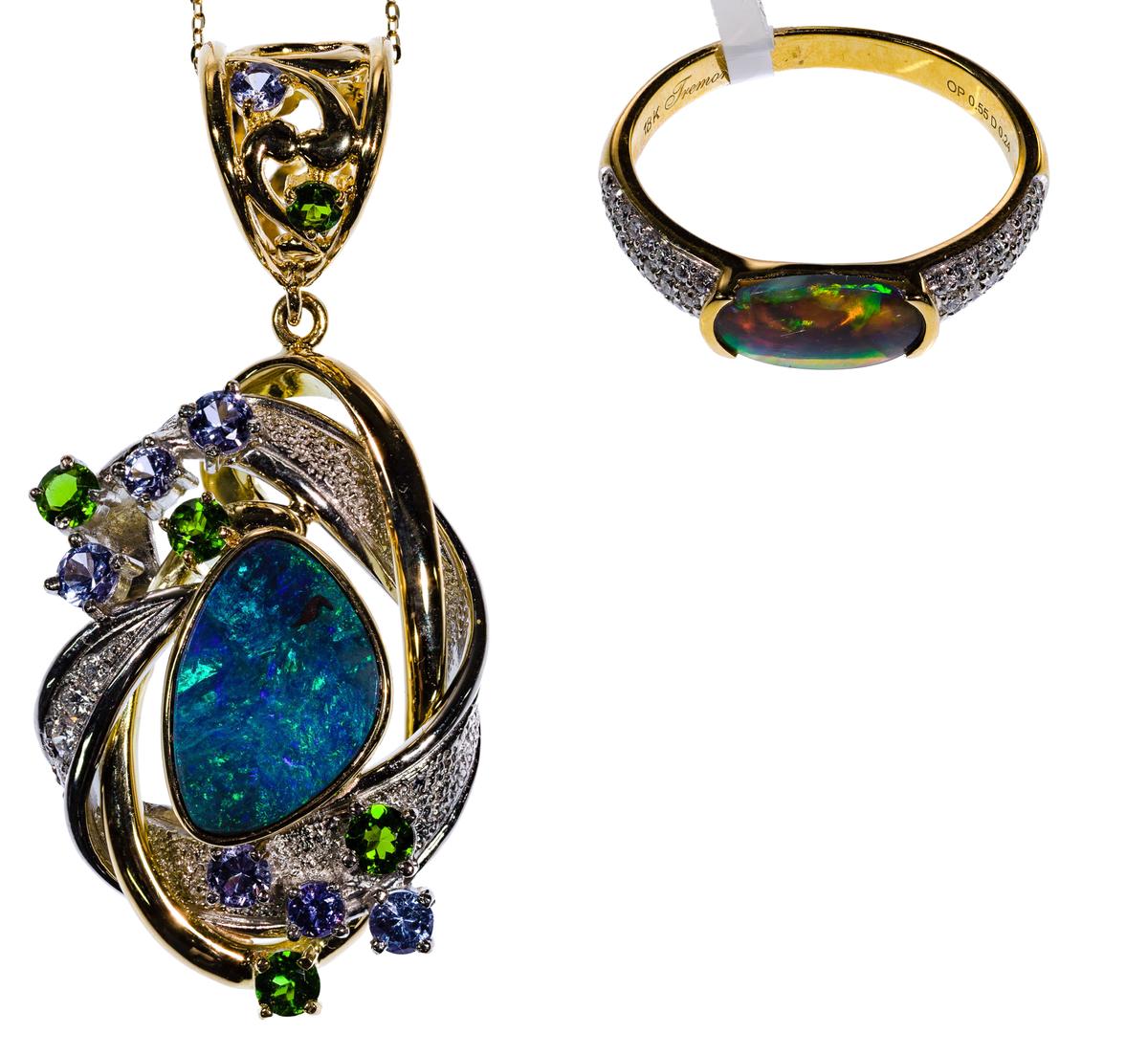 18k Yellow Gold, Opal and Gemstone Jewelry Assortment