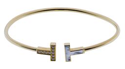 Tiffany & Co 18k Yellow Gold and Diamond 'T' Bracelet