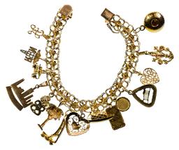 18k and 14k Yellow Gold Charm Bracelet