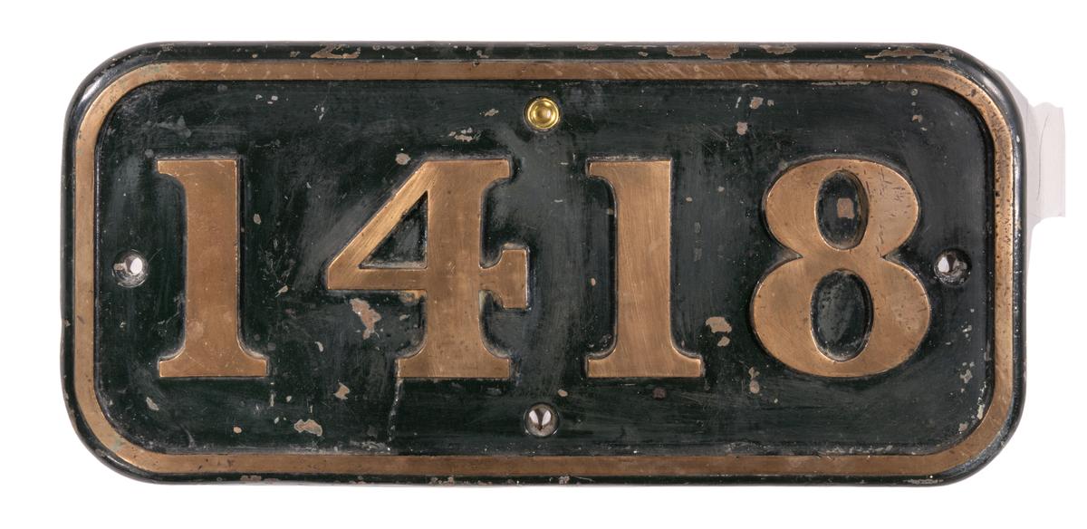 GWR Brass Cabside Numberplate 1418 ex 1400 Class 0-4-2T