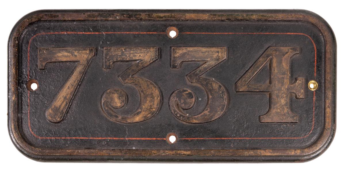 GWR Cast Iron Cabside Numberplate 7334 ex 4300 Class 2-6-0