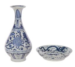 Chinese Blue and White Porcelain Vase and Bowl