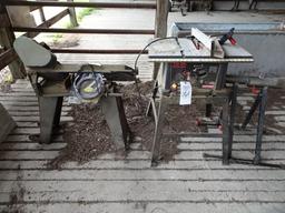 METAL BANDSAW, SEARS TABLE SAW, 2- FOLDING ROLLER STANDS