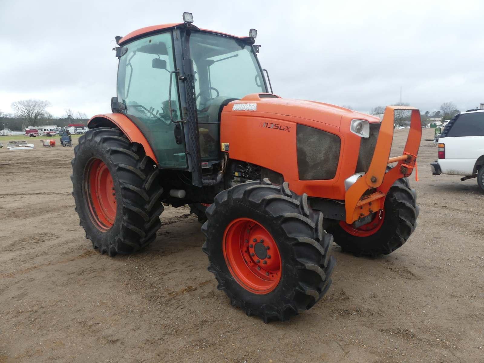 Kubota M135GX MFWD Tractor, s/n 53569: Encl. Cab, Drawbar, 3PH, PTO, 3 Hyd