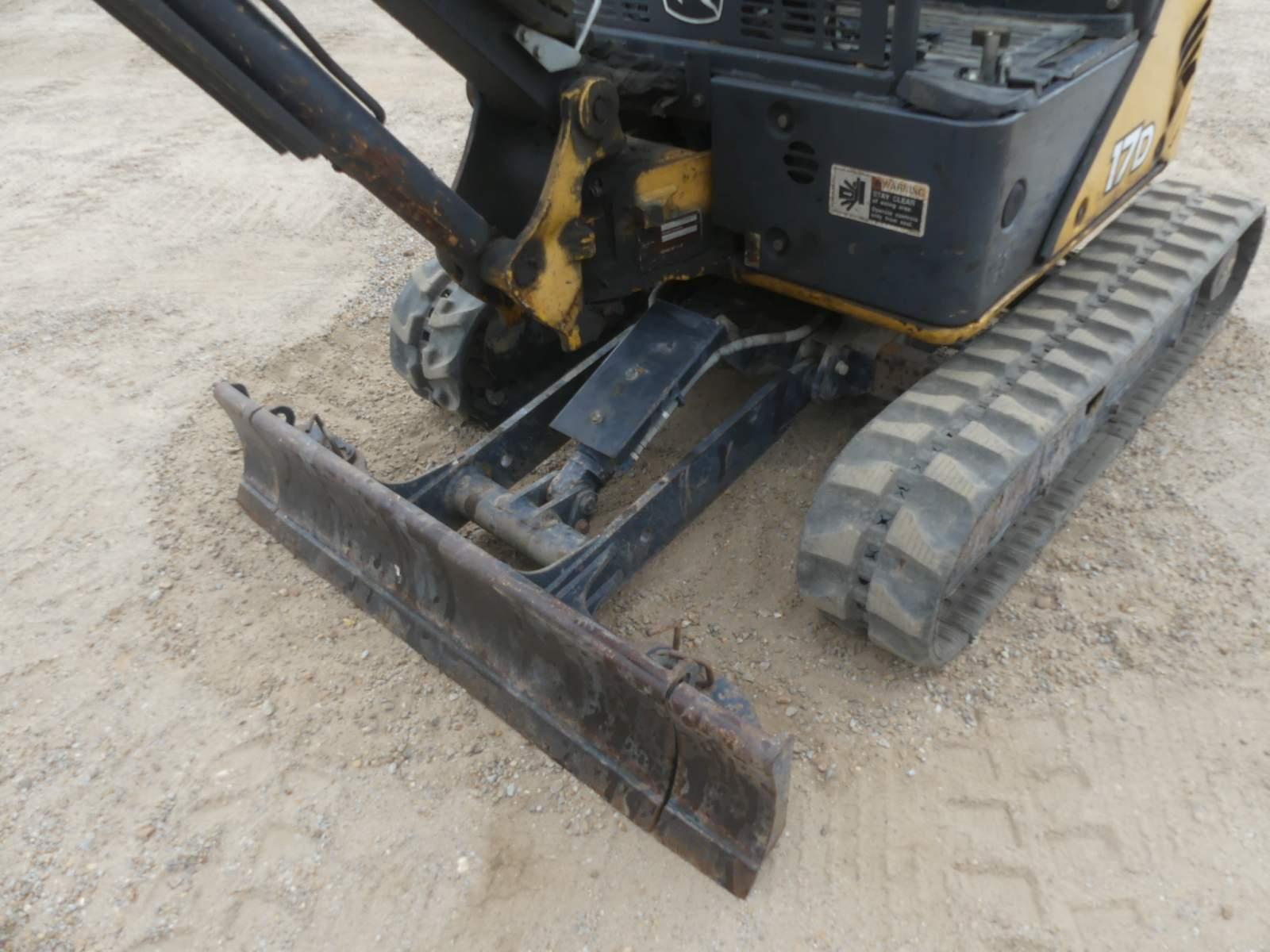 2014 John Deere 17D Mini Excavator, s/n 1FF017DXKEK222821: Canopy, Rubber T