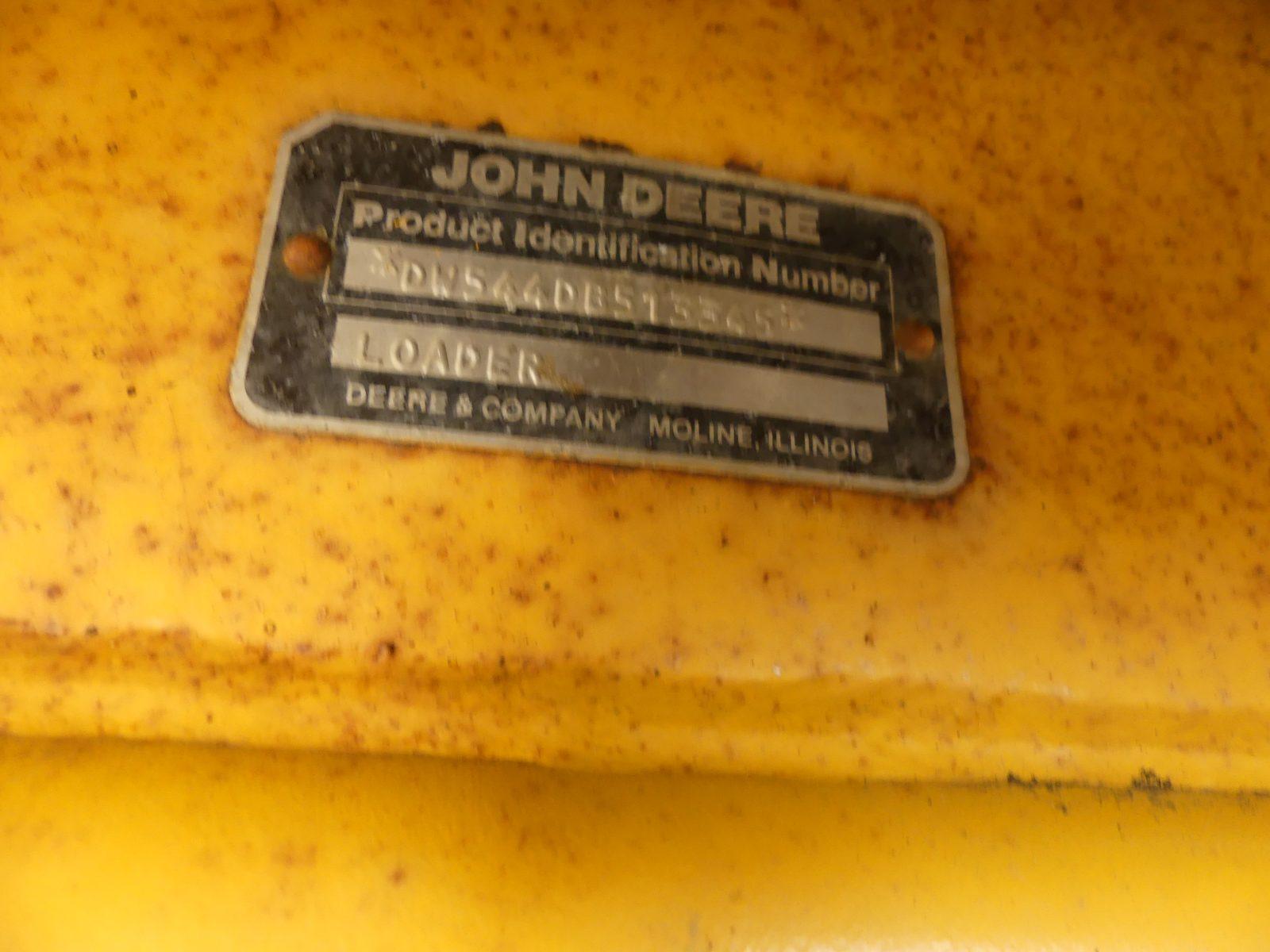 John Deere 544D Rubber-tired Loader, s/n DW544DB513545: Canopy, Meter Shows