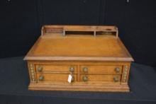 4-Drawer Brass Pull Oak General Store Counter Desk