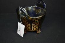 Northwood Gold Carnival Glass Blue Bushel Basket; 5"x5"