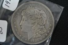 1921 Morgan Dollar; VF/XF