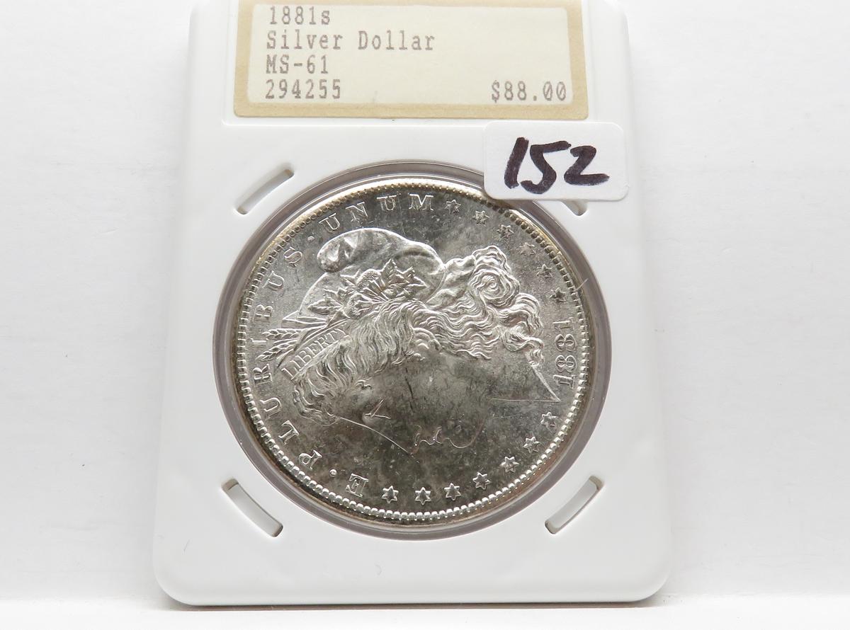 Morgan $ 1881-S MS Hanes Tulving slab