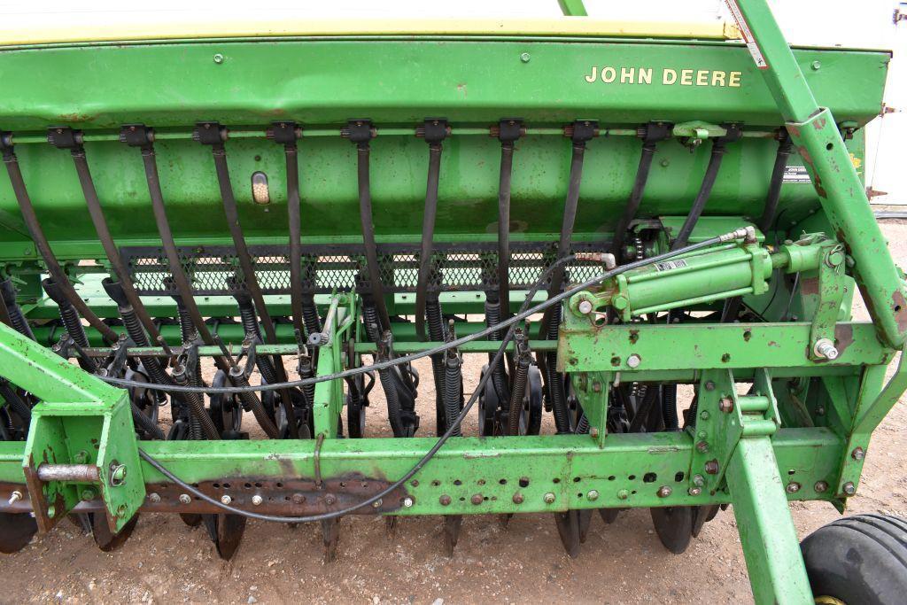 John Deere 515 Grain Drill, 15', 7.5" Spacing, 3pt., Press Wheel, Hyd. Markers, Grass Seeder