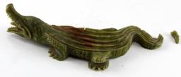 ANTIQUE GREEN HARDSTONE CROCODILE EFFIGY STATUE