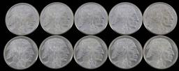 LOT OF 10 BUFFALO 1 OZ SILVER BULLION ROUNDS