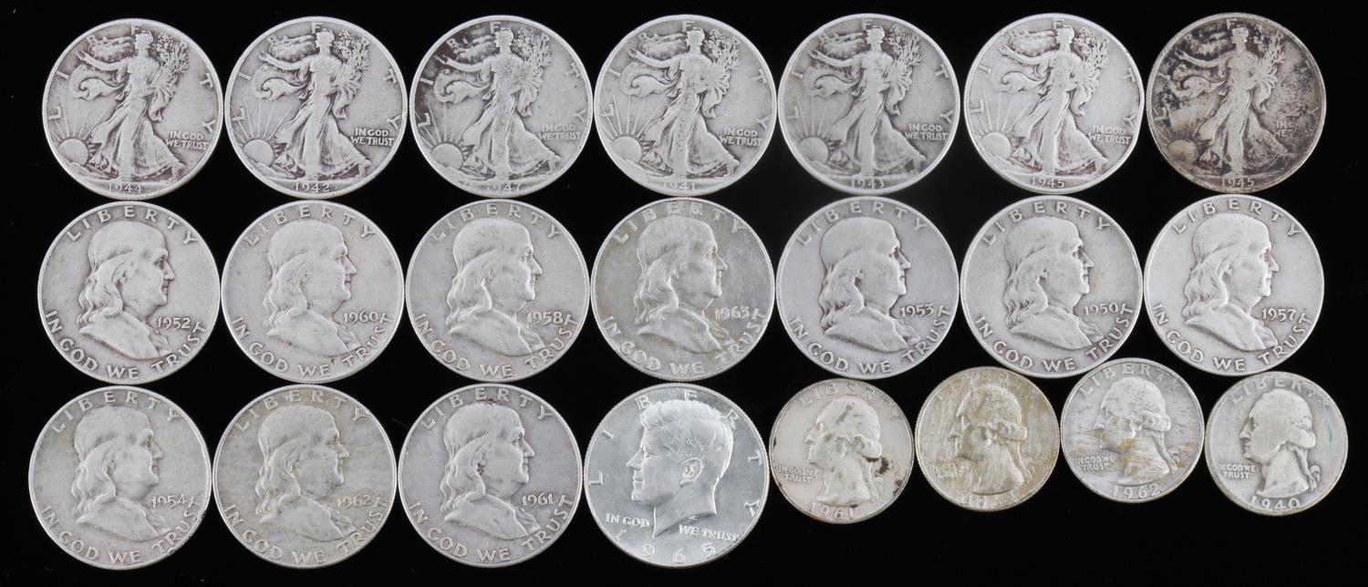 $10 FACE VALUE 90% SILVER HALF QUARTER COIN LOT