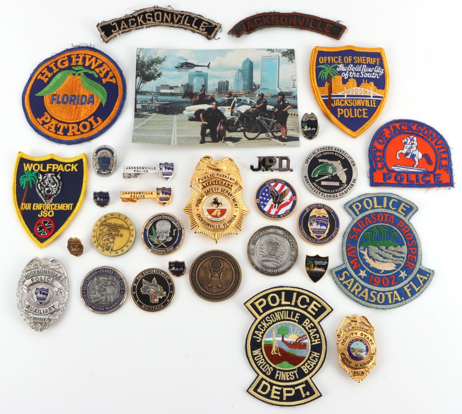 LOT OF FLORIDA POLICE BADGES AND PATCHES