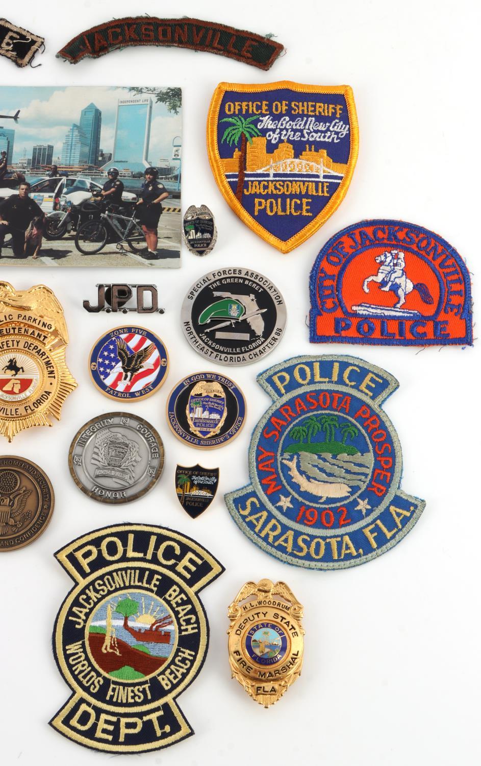 LOT OF FLORIDA POLICE BADGES AND PATCHES