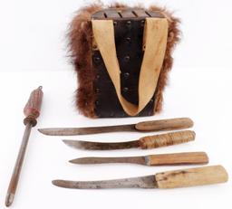 ANTIQUE BUFFALO HIDE HUNTER SKINNER PACK KIT